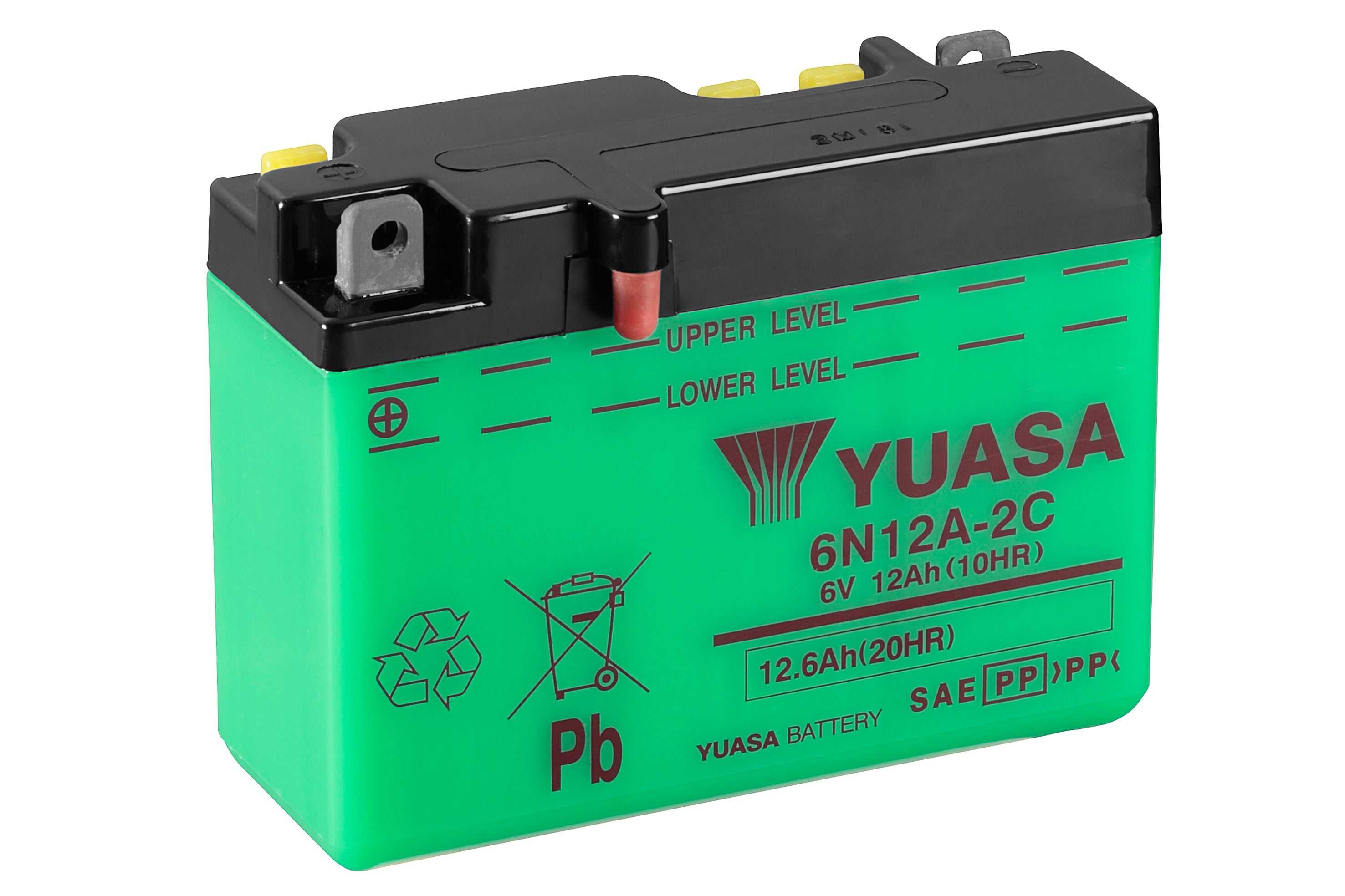 Yuasa, 6N12A-2C (DC) 6V Yuasa Conventional Motorcycle Battery