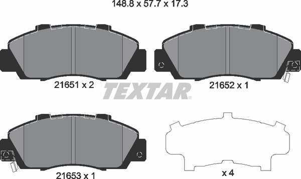 TEXTAR, ACura Honda Rover, Brake Pad Set - Textar 2165101