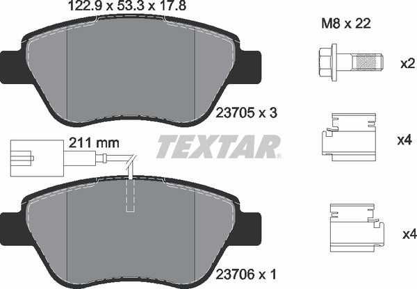 TEXTAR, Alfa Romeo Citroën Fiat Peugeot, Brake Pad Set - Textar 2370502