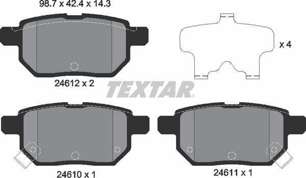 TEXTAR, Aston Martin Subaru Toyota, Brake Pad Set - Textar 24610012138102