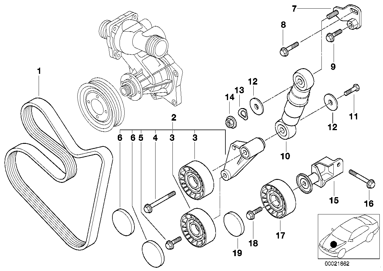 INA, Genuine INA BMW Tensioner Lever V-Ribbed Belt