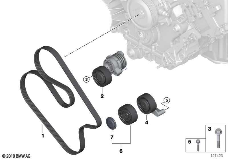 INA, Genuine INA Engine Belt Tensioner and Pulley V-Ribbed